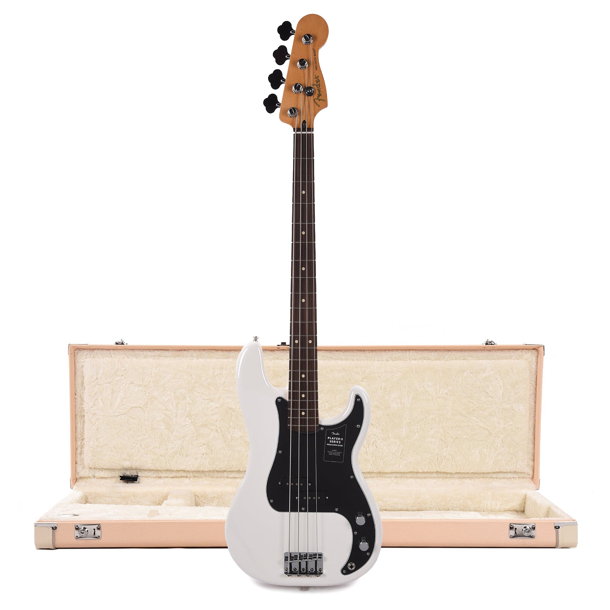 Fender Player II Precision Bass RW Polar White and Shell Pink Hardshell Case Bundle