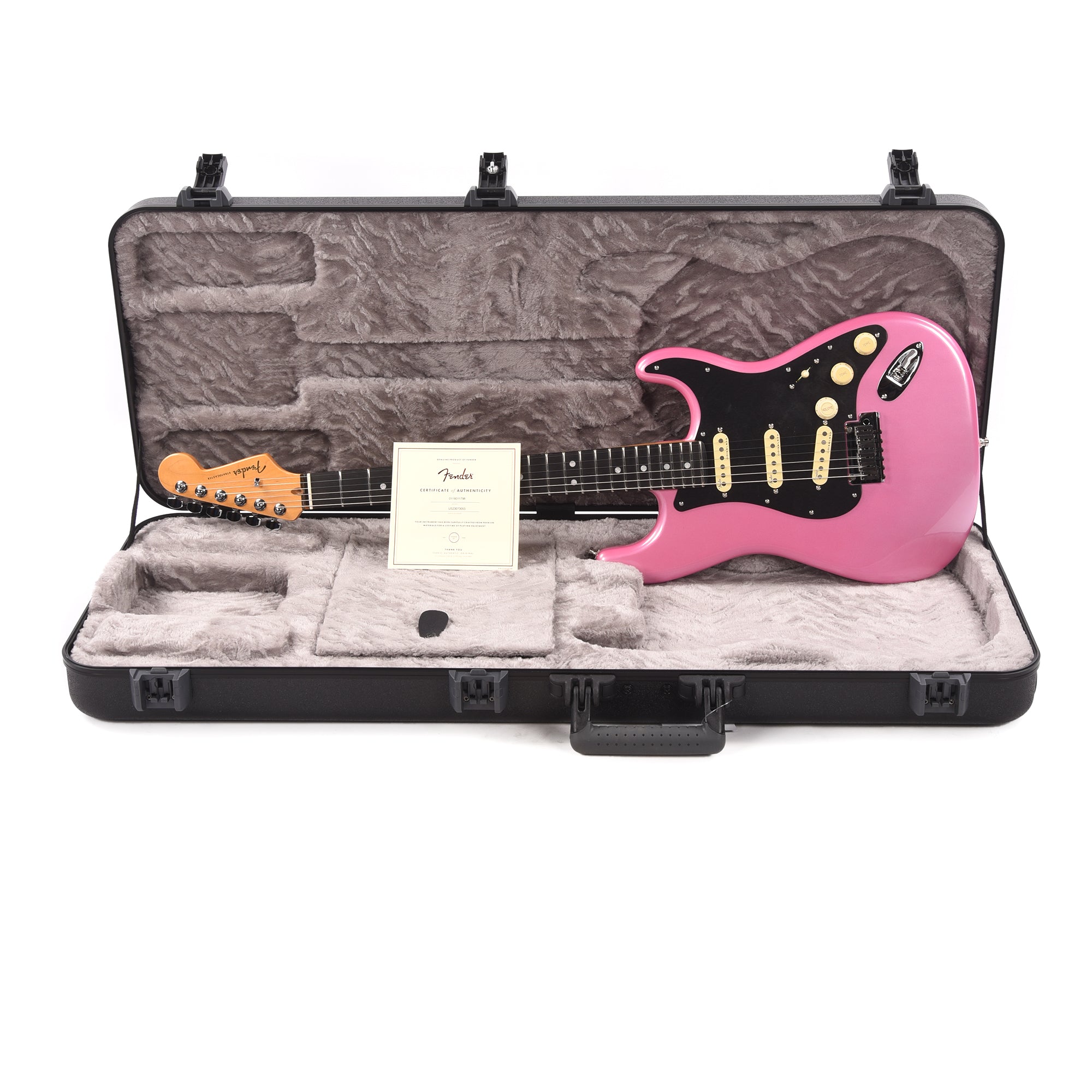 Fender American Ultra Stratocaster Bubble Gum Metallic w/Ebony Fingerboard & Anodized Black Pickguard