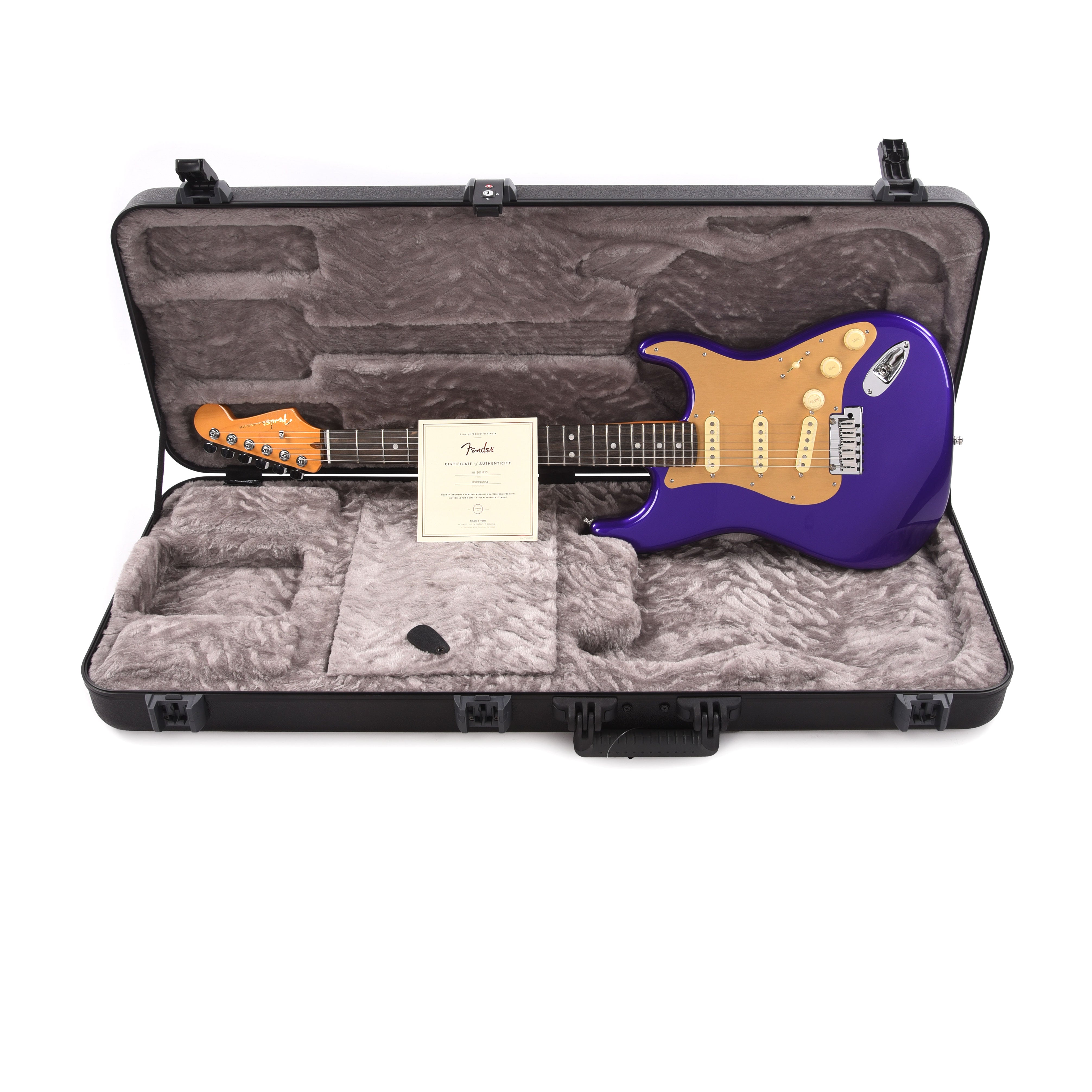 Fender American Ultra Stratocaster Plum Metallic w/Ebony Fingerboard & Anodized Gold Pickguard