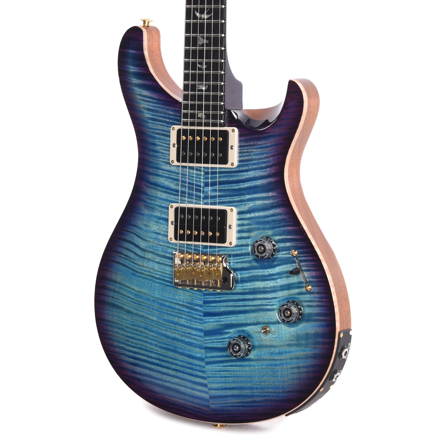 PRS Wood Library Custom 24 Piezo 10-Top Flame Aquableux Purple Burst w/Figured Stained Neck & Ebony Fingerboard