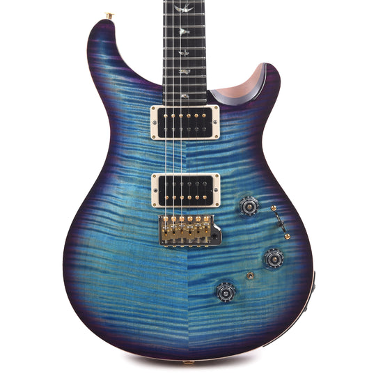 PRS Wood Library Custom 24 Piezo 10-Top Flame Aquableux Purple Burst w/Figured Stained Neck & Ebony Fingerboard