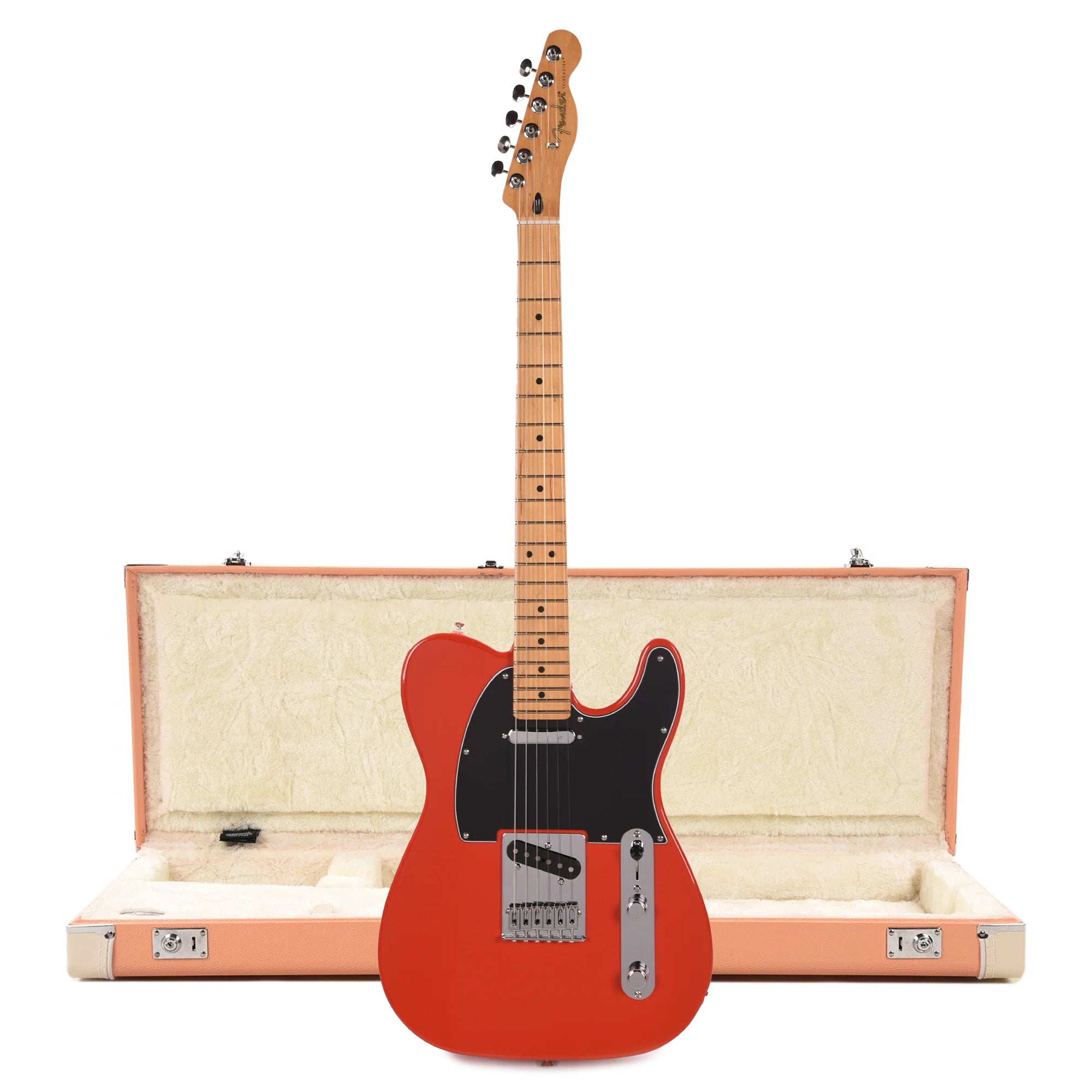 Fender Player II Telecaster MN Coral Red and Pacific Peach Hardshell Case Bundle