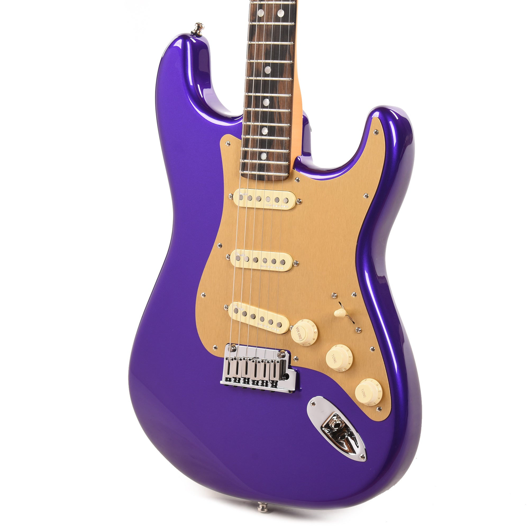 Fender American Ultra Stratocaster Plum Metallic w/Ebony Fingerboard & Anodized Gold Pickguard