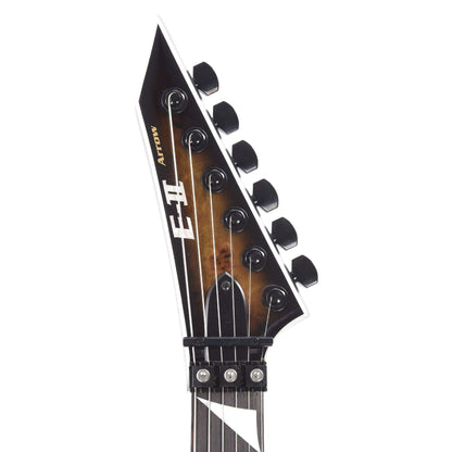 ESP E-II Arrow Burl Maple Nebula Black Burst