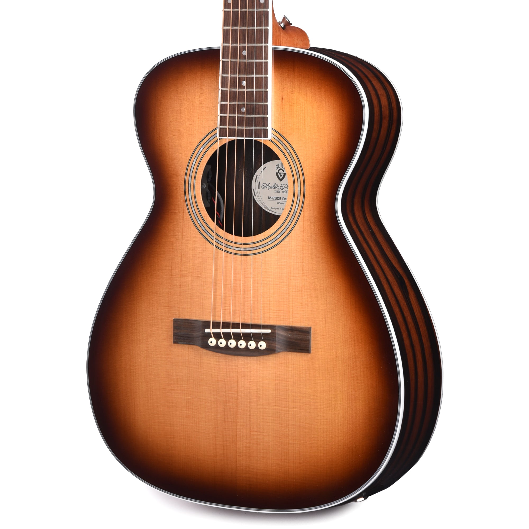 Guild M-260e Deluxe Concert Acoustic Electric Guitar Edge Burst