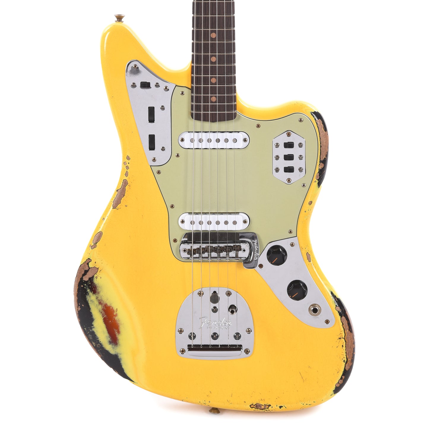 Fender Custom Shop 1962 Jaguar Heavy Relic Super Aged Graffiti Yellow Over 3-Color Sunburst