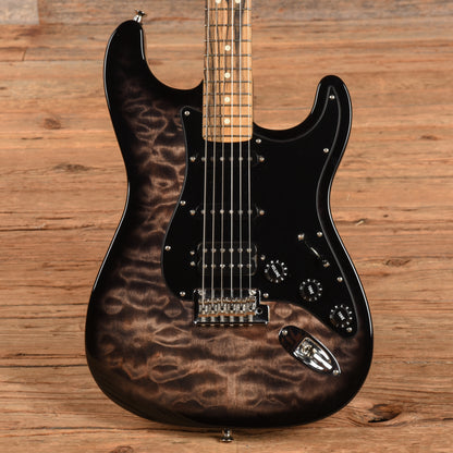 Fender American QMT Stratocaster with Pale Moon Ebony Fretboard Transparent Black 2019