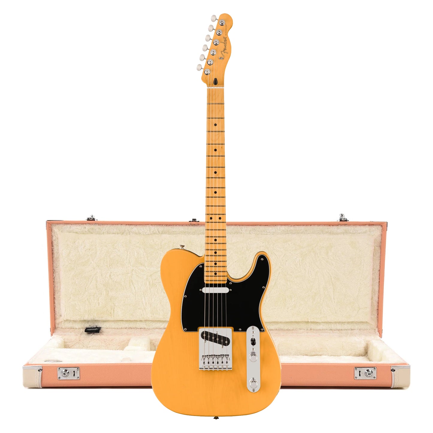 Fender Player II Telecaster MN Butterscotch Blonde and Pacific Peach Hardshell Case Bundle