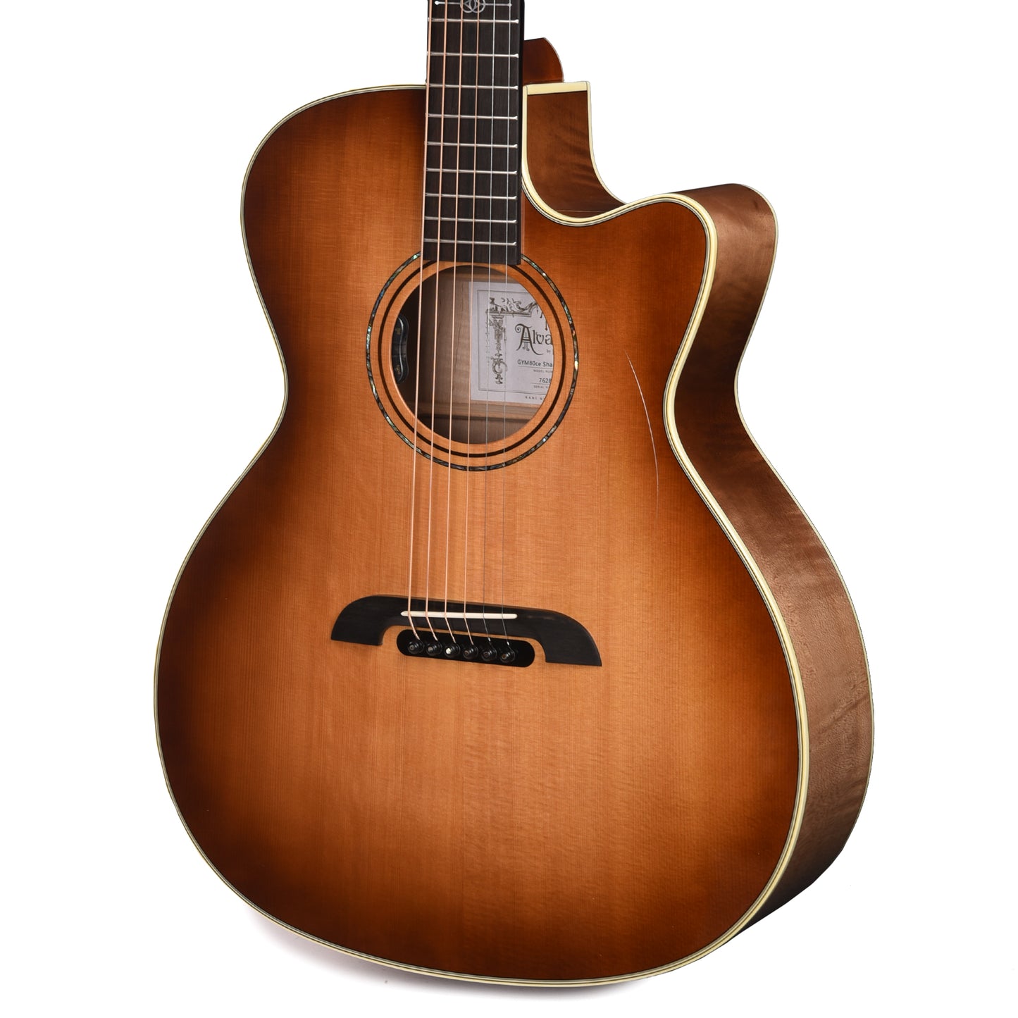 Alvarez GYM80ce Yairi Masterworks Grand Auditorium Solid AAA Sitka Spruce/Solid Flamed Maple Shadowburst