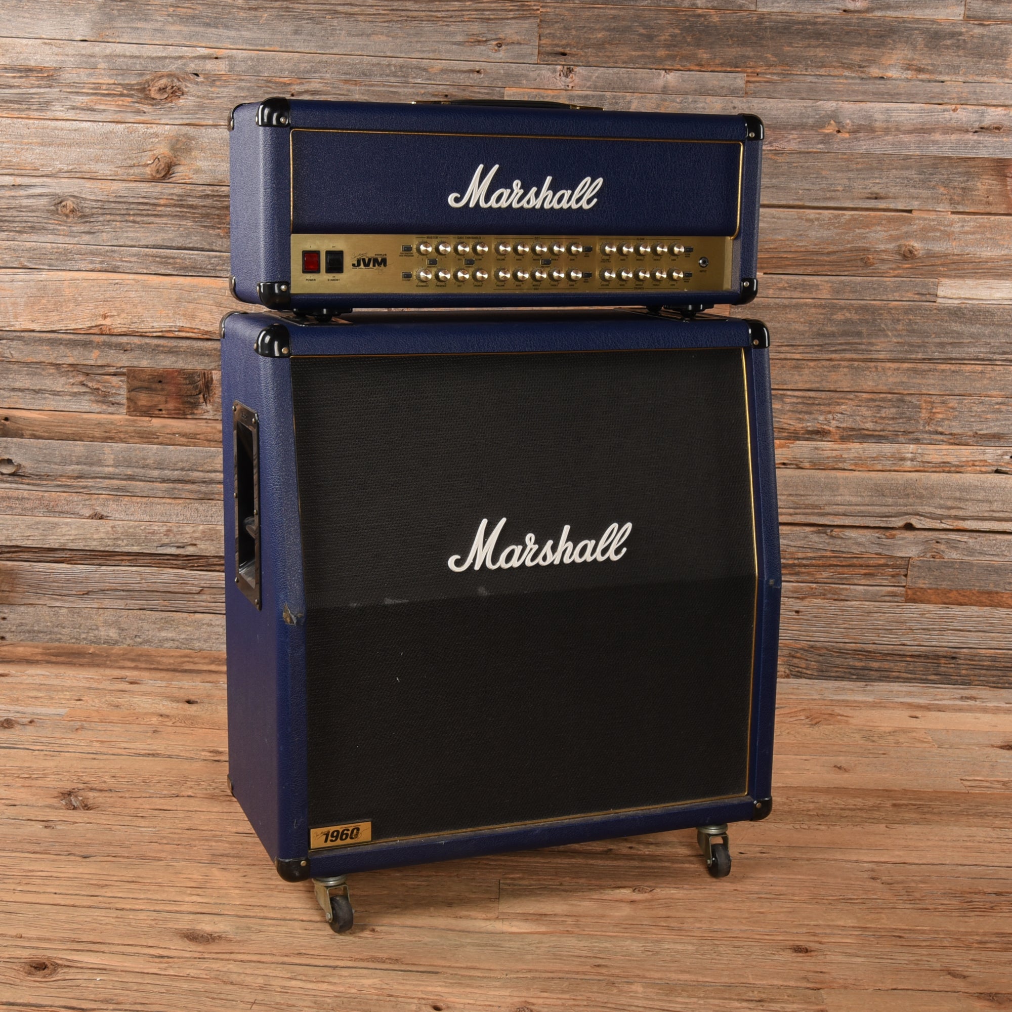 Marshall JVM410HJS Joe Satriani Edition 4-Channel 100-Watt Guitar Amp Head w/Matching 4x12 Cabinet Navy Blue 2012