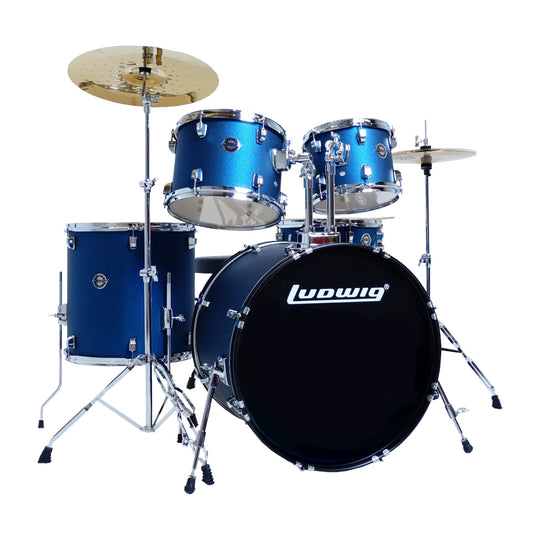 Ludwig Accent Drive 10/12/16/22/6.5x14 5pc. Drum Kit Blue Stardust w/Hardware & Cymbals