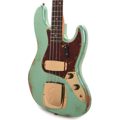 Fender Custom Shop 1960 Jazz Bass Heavy Relic Aged Sea Foam Green Sparkle w/Painted Headcap & Gold Hardware