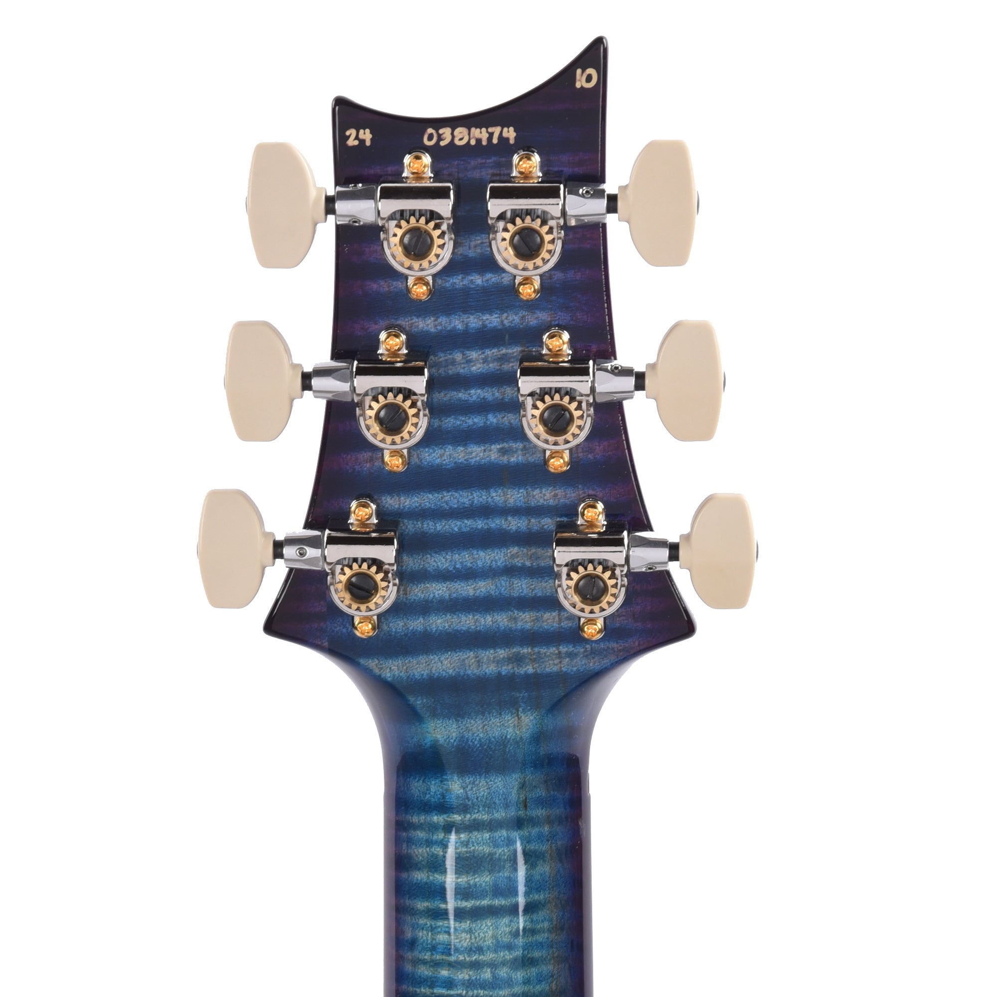 PRS Wood Library Custom 24 Piezo 10-Top Flame Aquableux Purple Burst w/Figured Stained Neck & Ebony Fingerboard