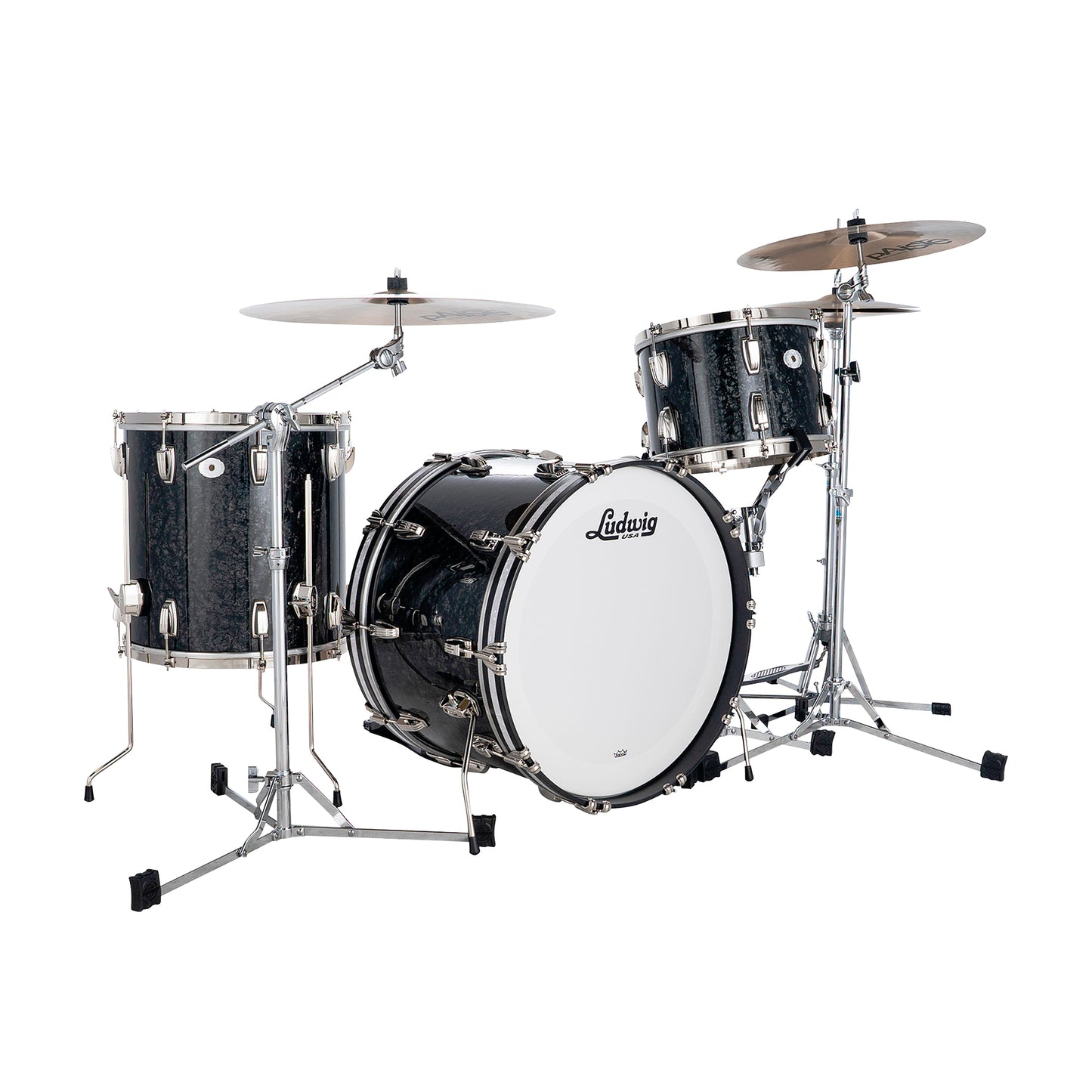 Ludwig Classic Maple 13/16/22 3pc. Drum Kit Limited Ebony Pearl w/ Nickel Hardware