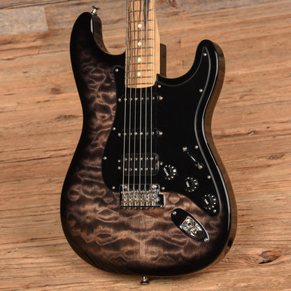 Fender American QMT Stratocaster with Pale Moon Ebony Fretboard Transparent Black 2019