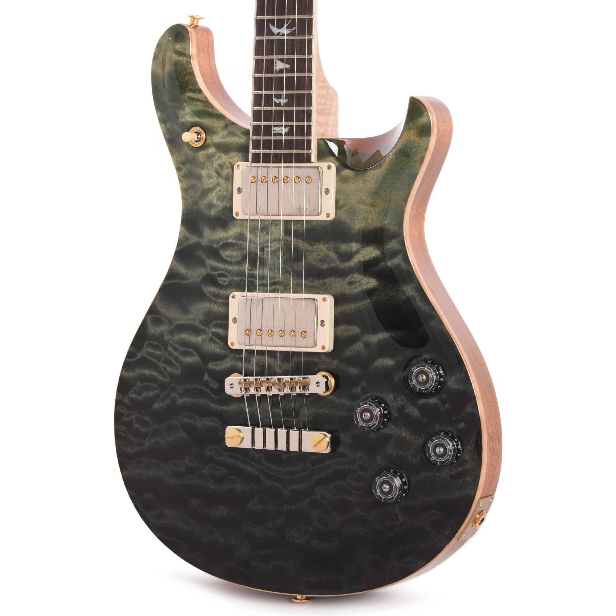 PRS Wood Library McCarty 594 10-Top Quilt Trampas Green Fade w/Figured Stained Maple Neck & Cocobolo Fingerboard