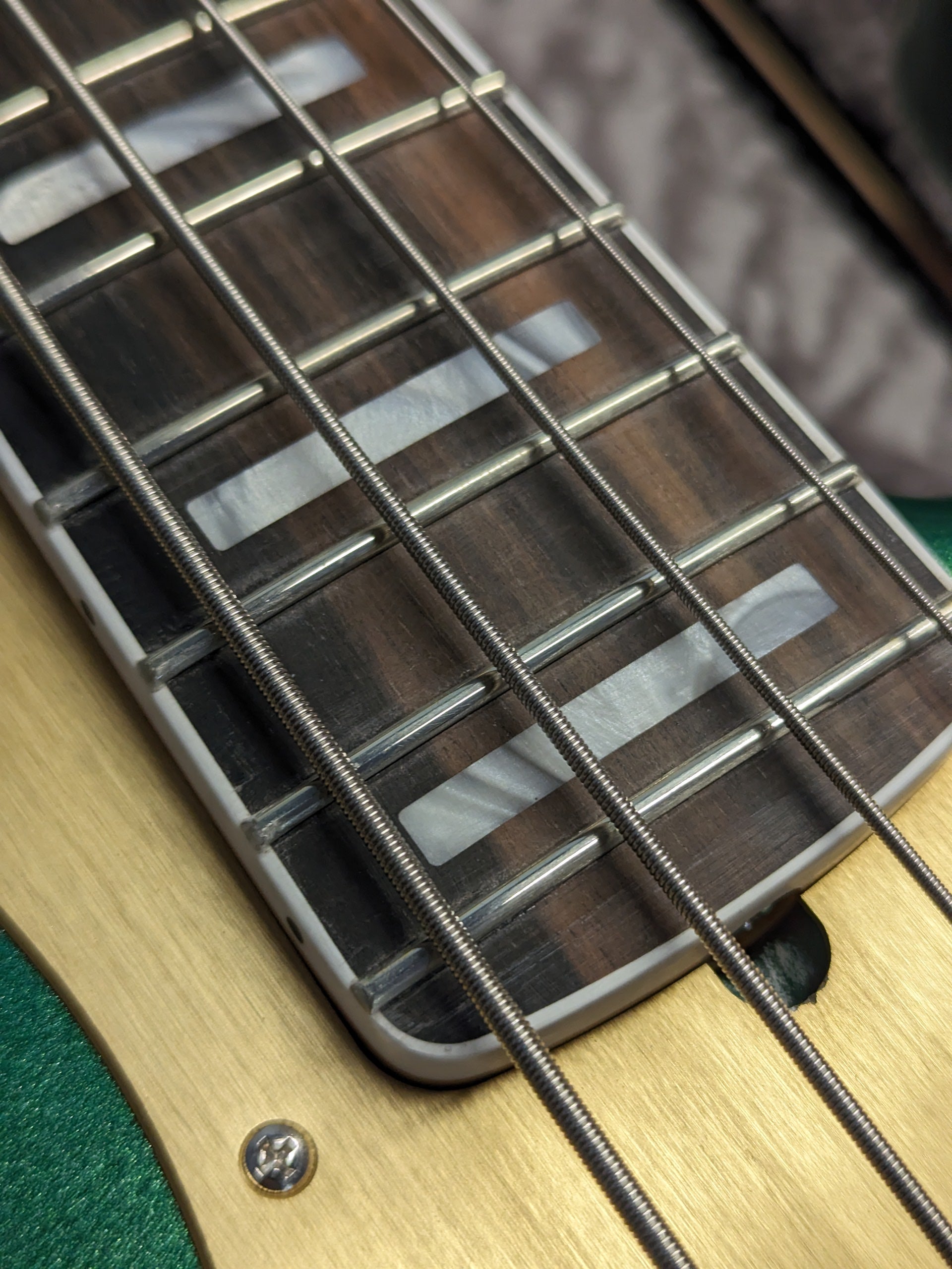 Fender American Ultra Jazz Bass Mystic Pine Green w/Ebony Fingerboard, Anodized Gold Pickguard, & Matching Headcap