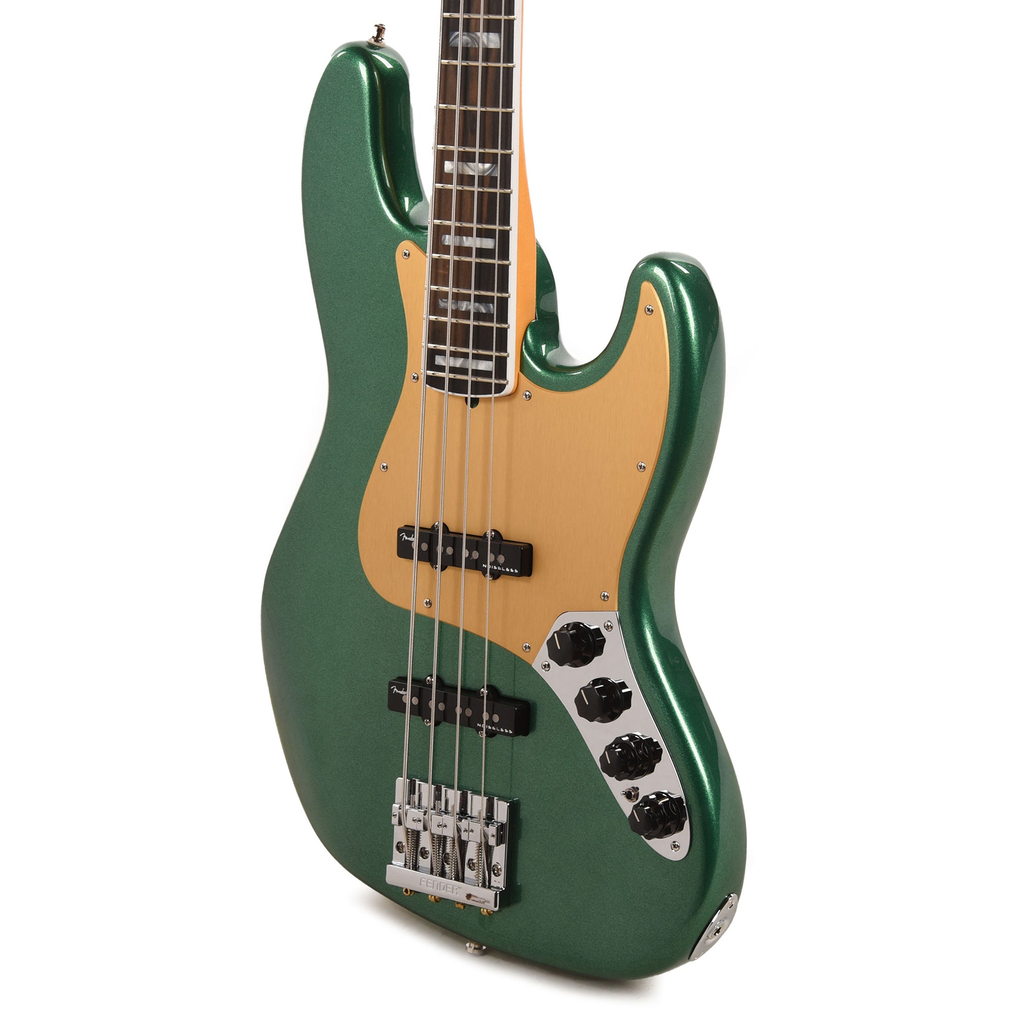 Fender American Ultra Jazz Bass Mystic Pine Green w/Ebony Fingerboard, Anodized Gold Pickguard, & Matching Headcap