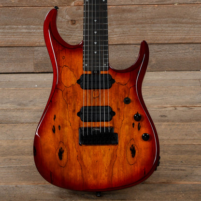 Sterling by Music Man JP157D John Petrucci 7-String Spalted Maple Blood Orange Burst