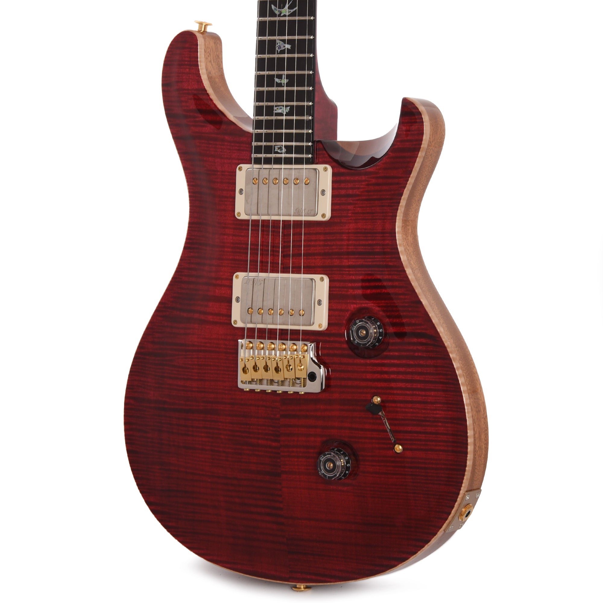 PRS Wood Library Custom 24 Fat Back 10-Top Flame Red Tiger w/Figured Stained Neck & African Blackwood Fingerboard