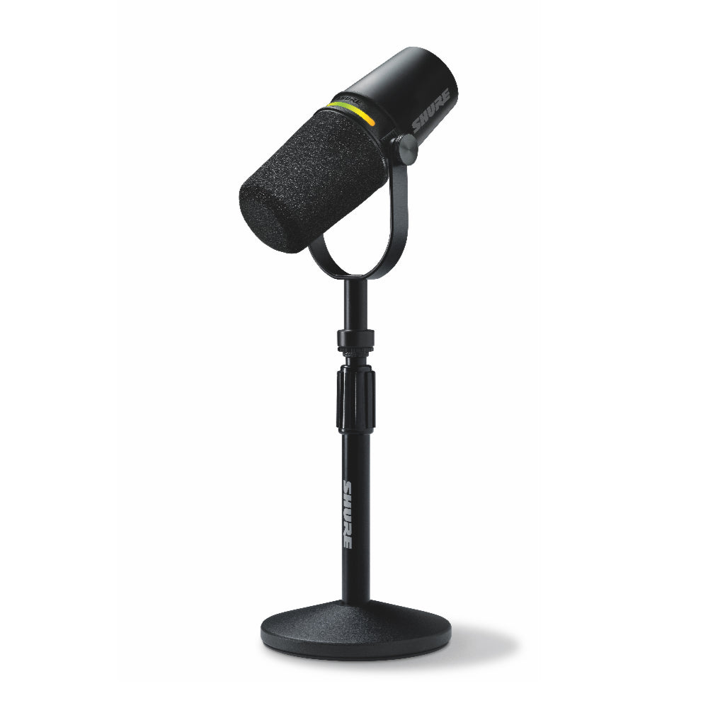 Shure MV7+ XLR & USB Dynamic Podcast & Streaming Mic Black Bundle w/ Stand