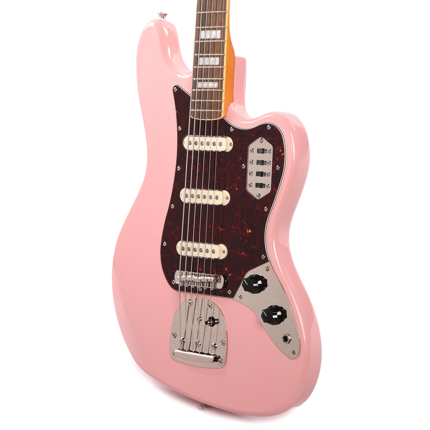 Squier Classic Vibe Bass VI Shell Pink w/Matching Headcap & 3-Ply Parchment Pickguard