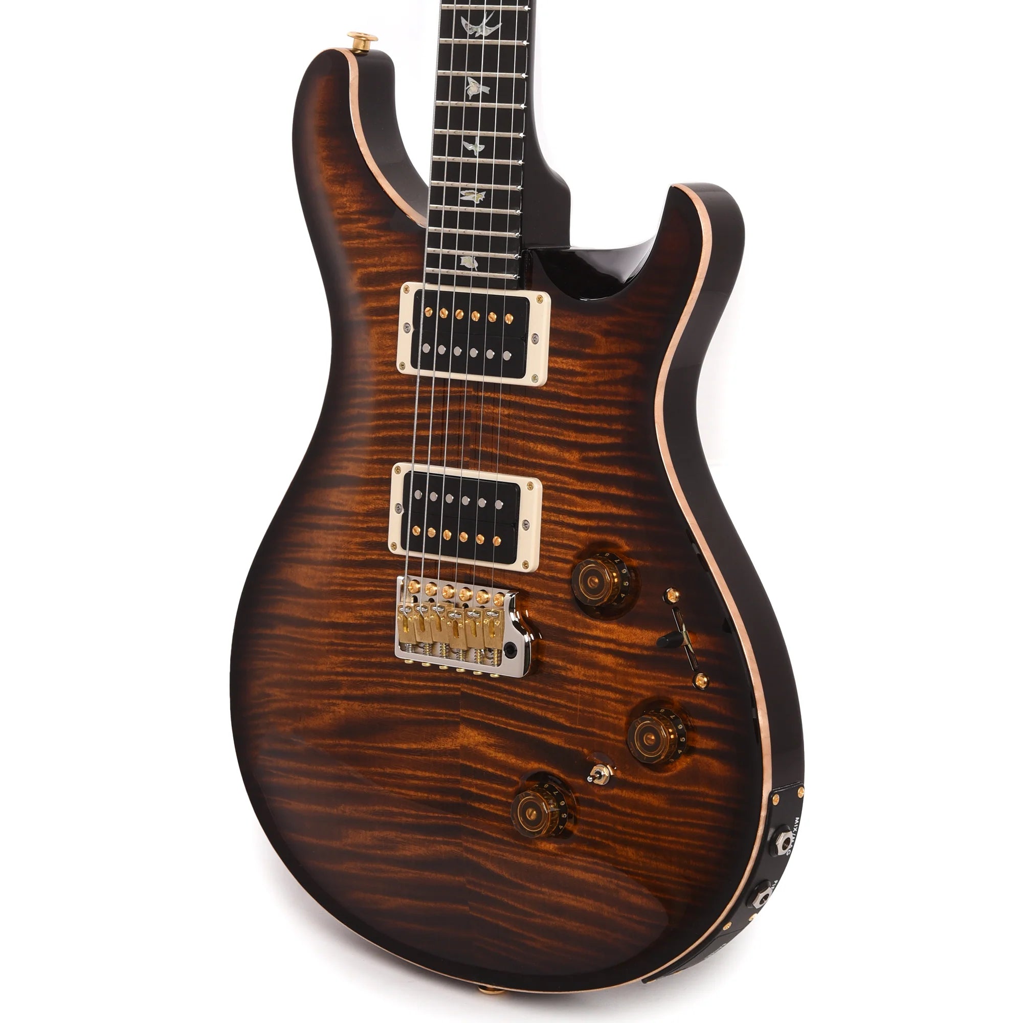 PRS Wood Library Custom 24 Piezo 10-Top Flame Black Gold Burst w/Figured Stained Neck & Ebony Fingerboard