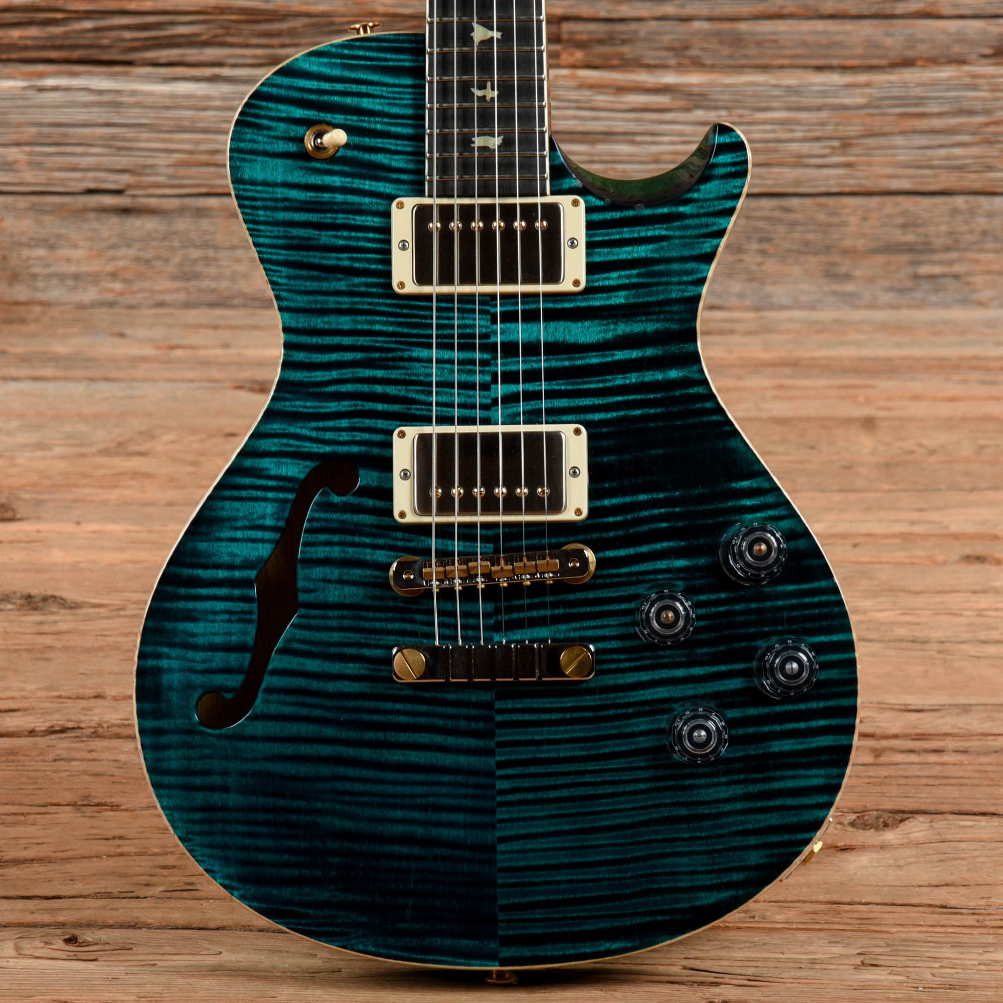 PRS Wood Library McCarty 594 Singlecut Semi-Hollow Flame Blue Green Top/Back w/Ebony Fingerboard & Rosewood Neck 2022