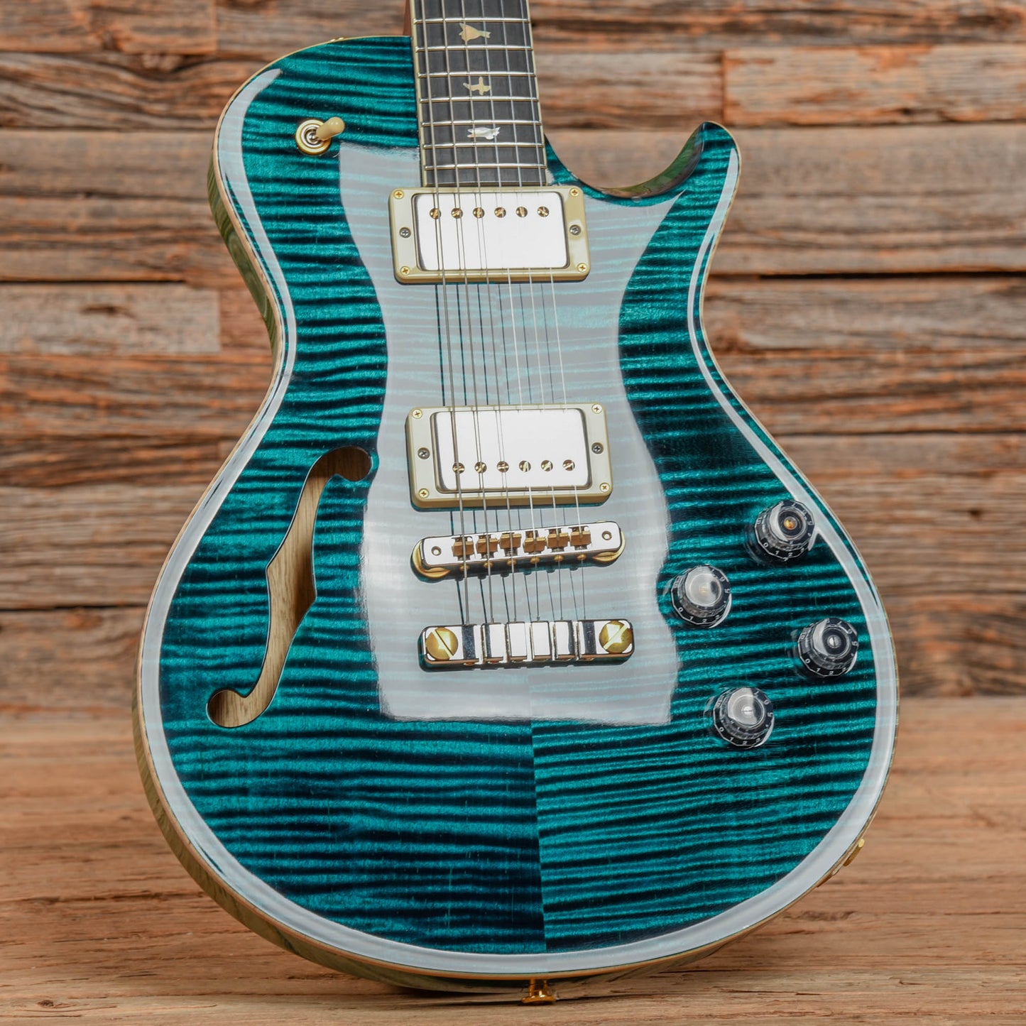 PRS Wood Library McCarty 594 Singlecut Semi-Hollow Flame Blue Green Top/Back w/Ebony Fingerboard & Rosewood Neck 2022