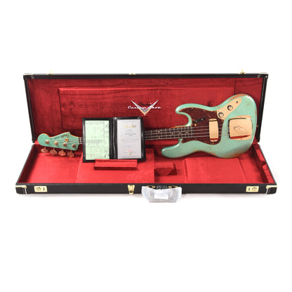 Fender Custom Shop 1960 Jazz Bass Heavy Relic Aged Sea Foam Green Sparkle w/Painted Headcap & Gold Hardware