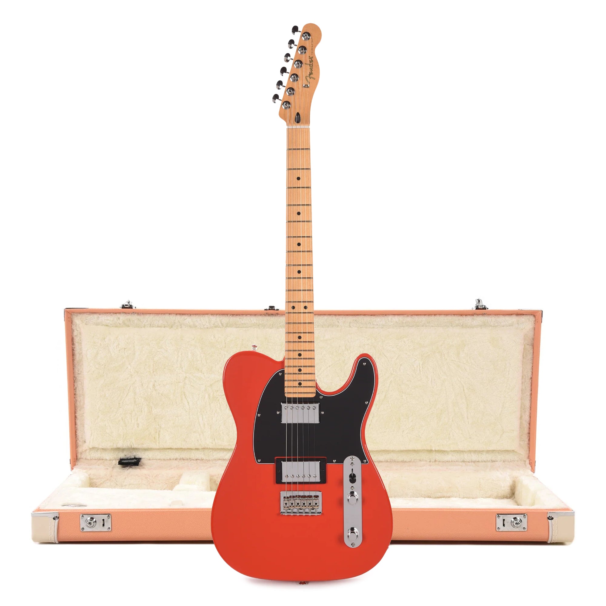 Fender Player II Telecaster HH MN Coral Red and Pacific Peach Hardshell Case Bundle