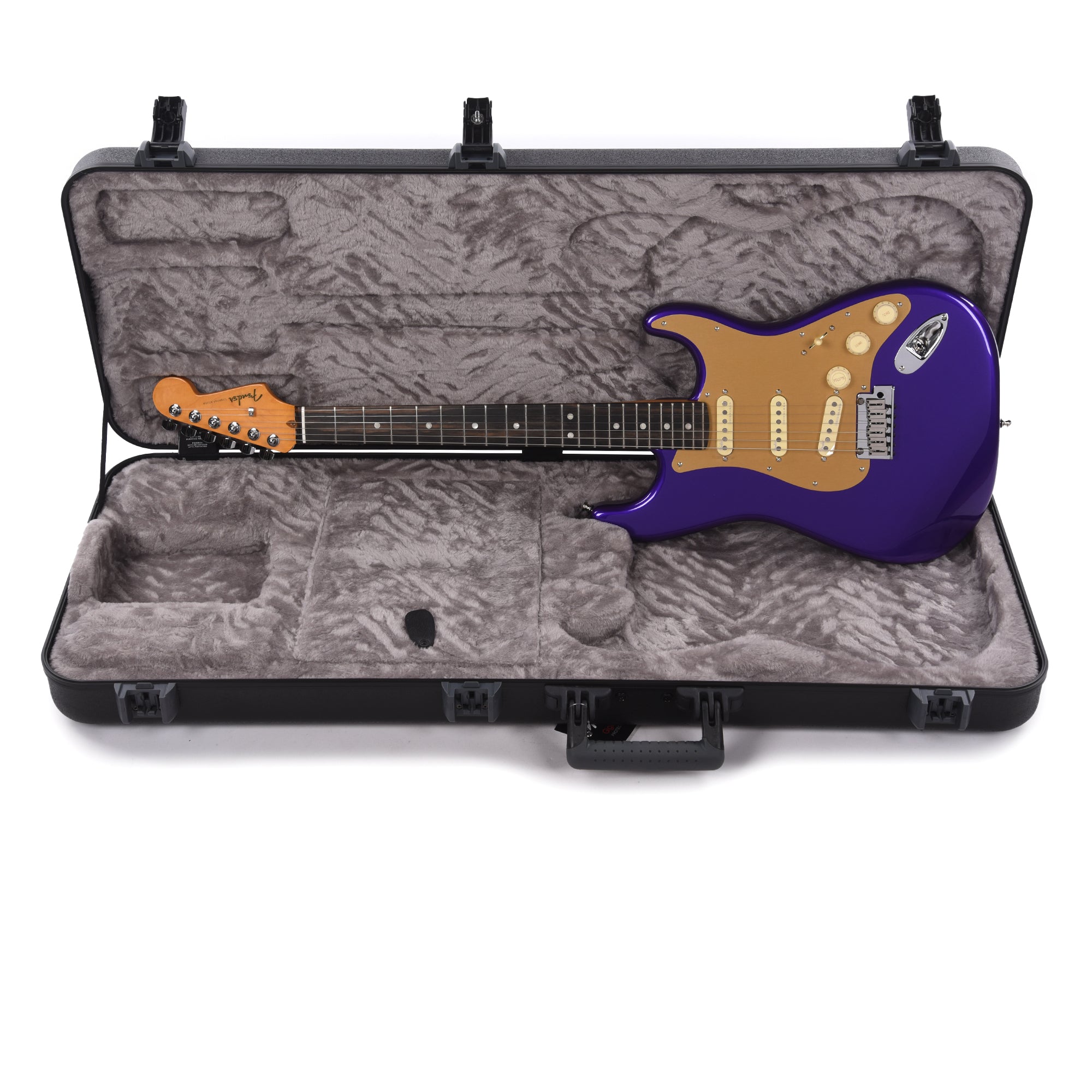 Fender American Ultra Stratocaster Plum Metallic w/Ebony Fingerboard & Anodized Gold Pickguard