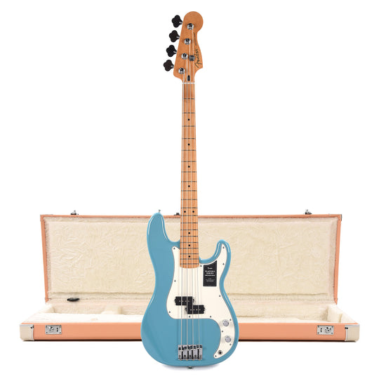 Fender Player II Precision Bass MN Aquatone Blue and Pacific Peach Hardshell Case Bundle