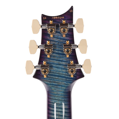 PRS Wood Library Custom 24 Fat Back 10-Top Flame Aquableux Purple Burst w/Figured Stained Neck & African Blackwood Fingerboard