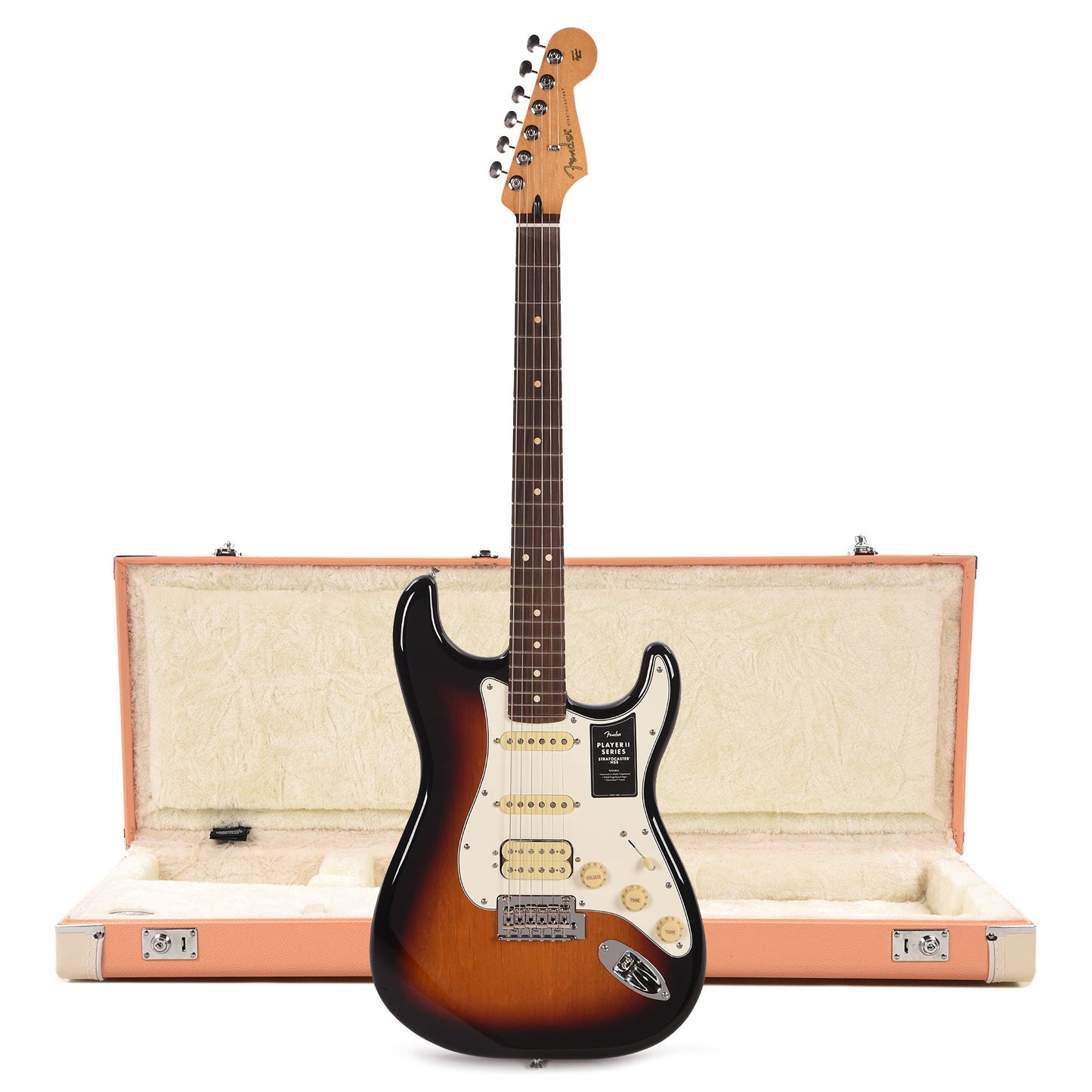 Fender Player II Stratocaster HSS RW 3-Color Sunburst and Pacific Peach Hardshell Case Bundle