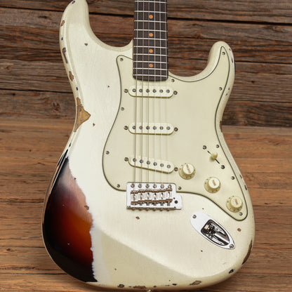 Fender Custom Shop GT11 Stratocaster Relic Olympic White Over Sunburst 2023