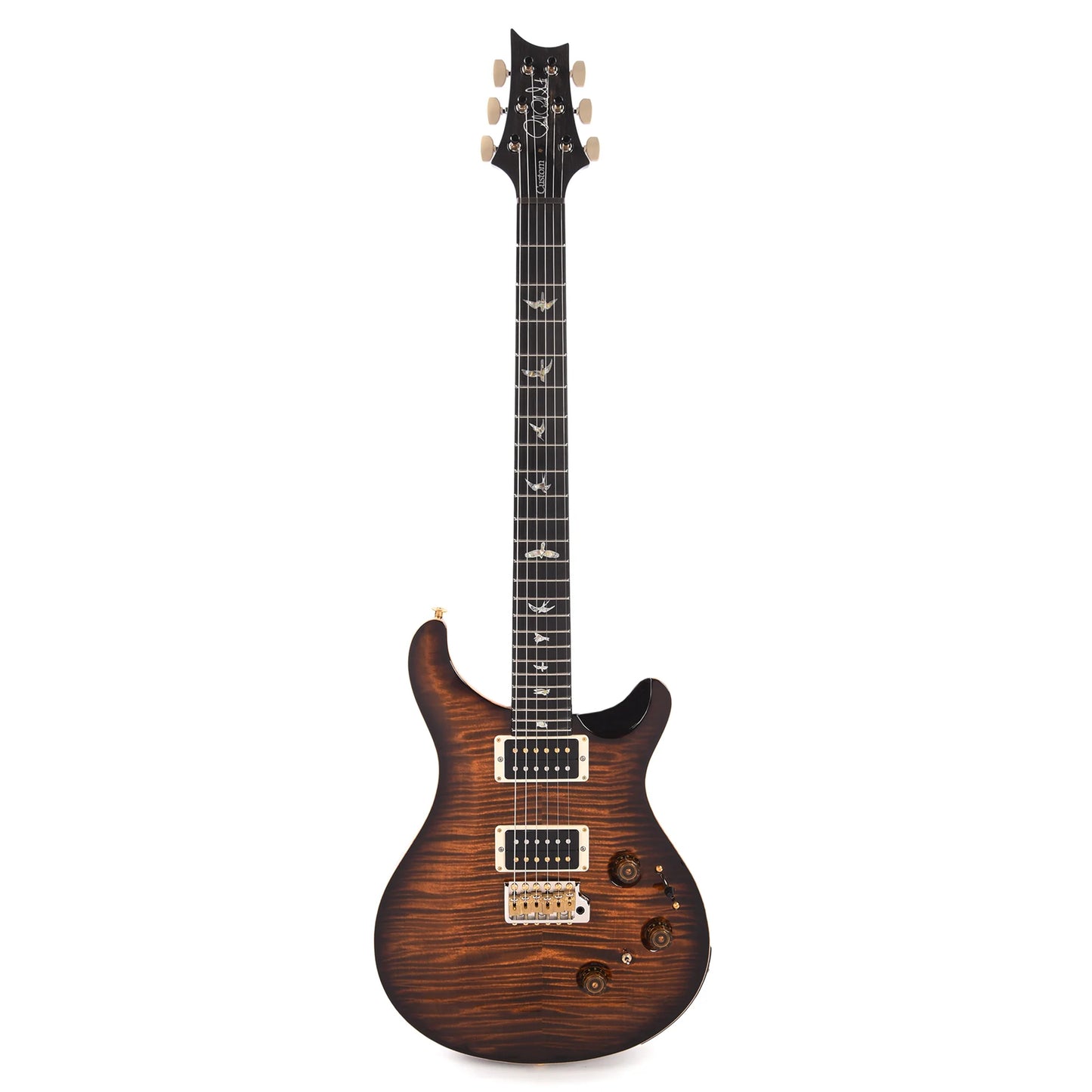 PRS Wood Library Custom 24 Piezo 10-Top Flame Black Gold Burst w/Figured Stained Neck & Ebony Fingerboard