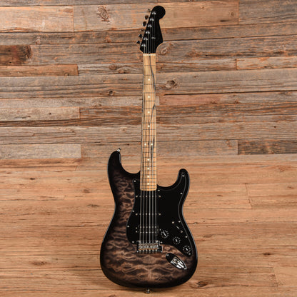 Fender American QMT Stratocaster with Pale Moon Ebony Fretboard Transparent Black 2019