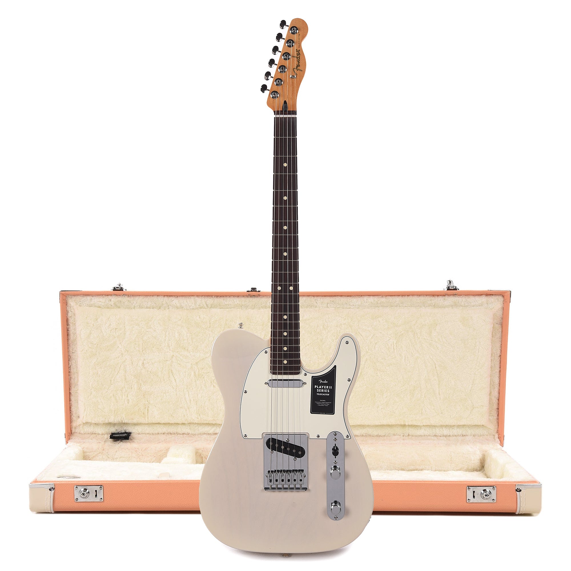 Fender Player II Telecaster RW White Blonde and Pacific Peach Hardshell Case Bundle