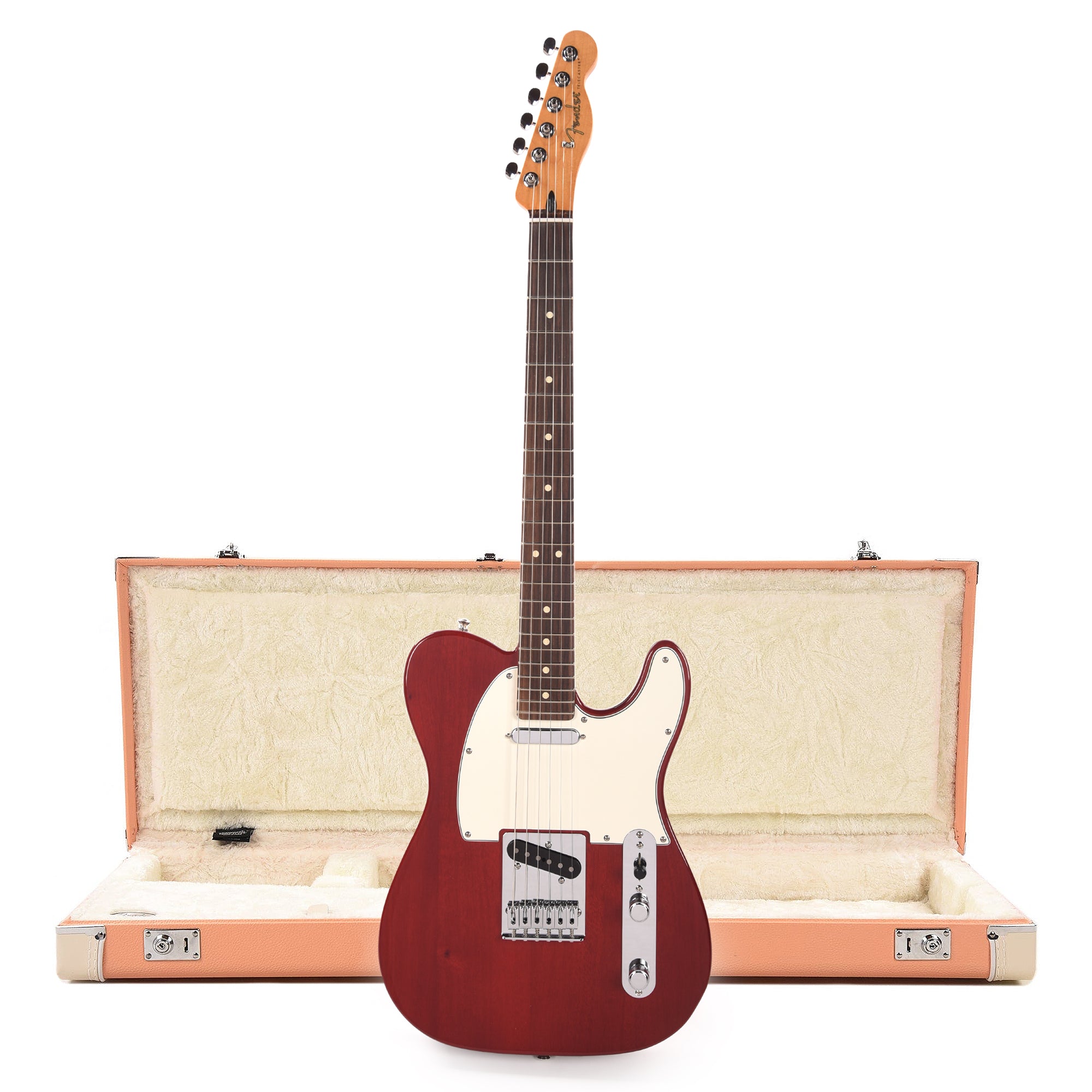 Fender Player II Telecaster RW Transparent Cherry and Pacific Peach Hardshell Case Bundle