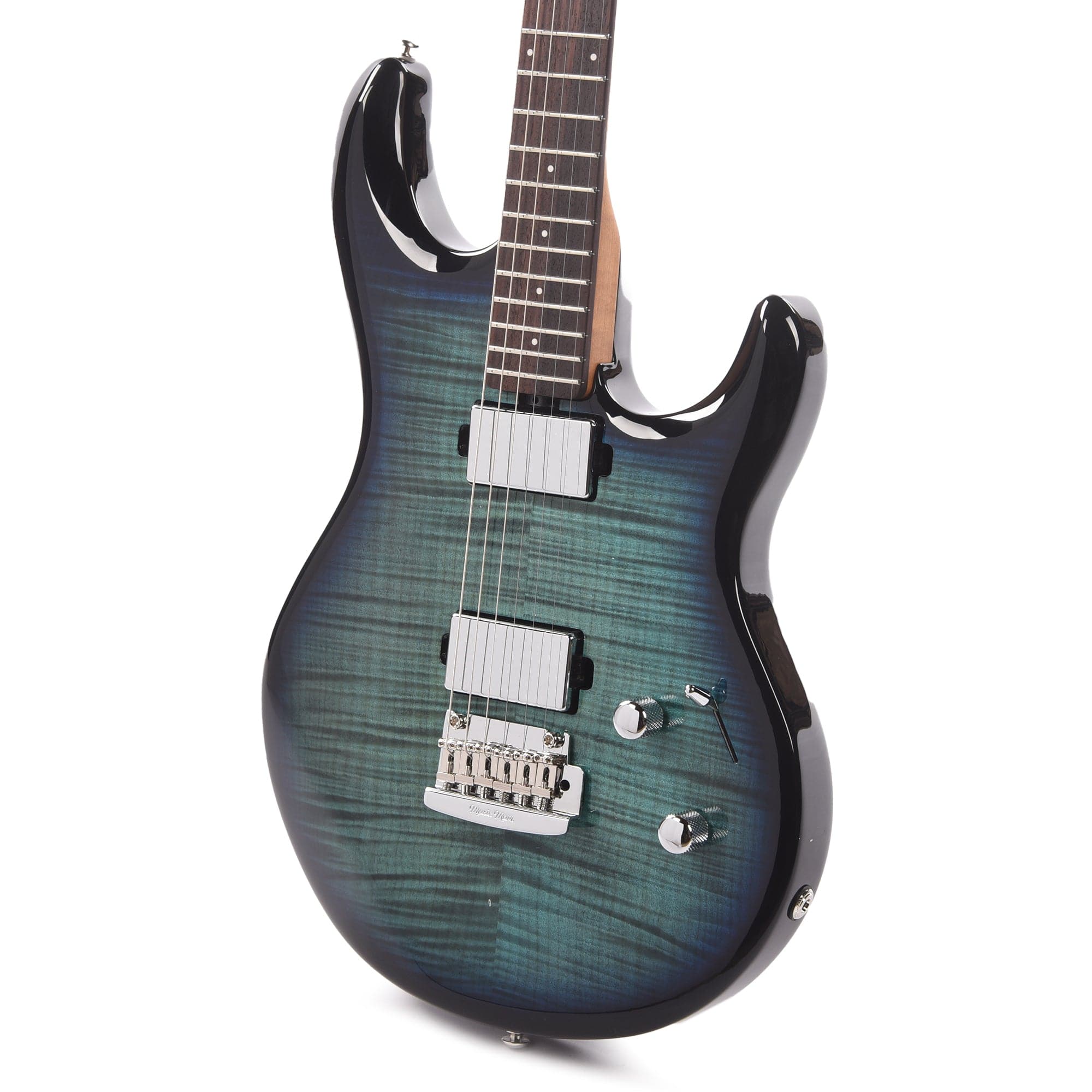 Music Man Luke 4 Maple Top HH Blue Flame w/Roasted Figured Maple Neck Electric Guitars / Solid Body