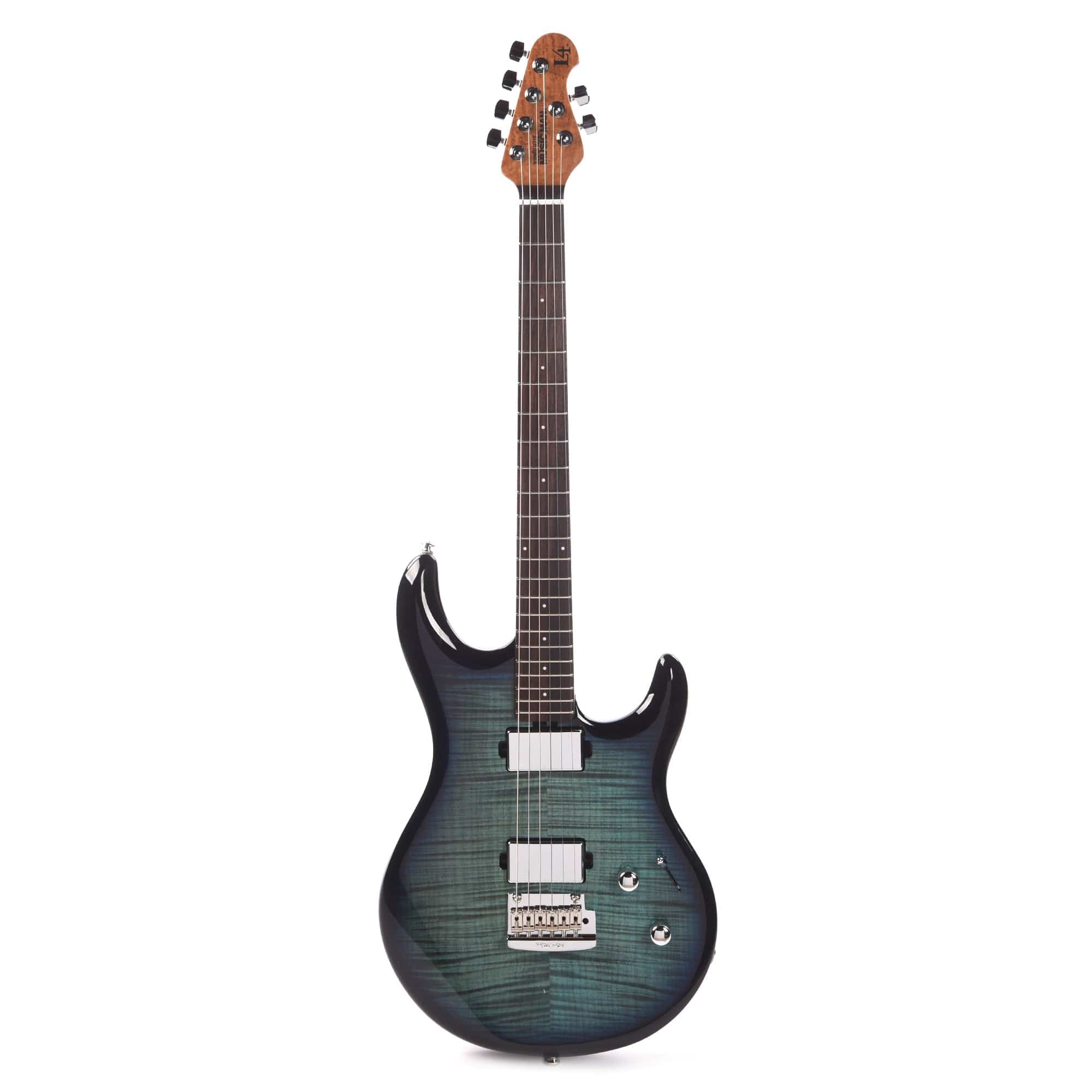 Music Man Luke 4 Maple Top HH Blue Flame w/Roasted Figured Maple Neck Electric Guitars / Solid Body