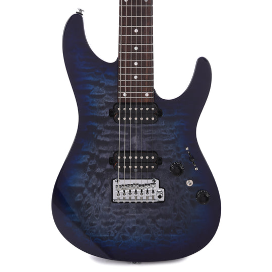 Ibanez AZ427P2QMTUB Premium 7-String Electric Guitar Twilight Blue Burst