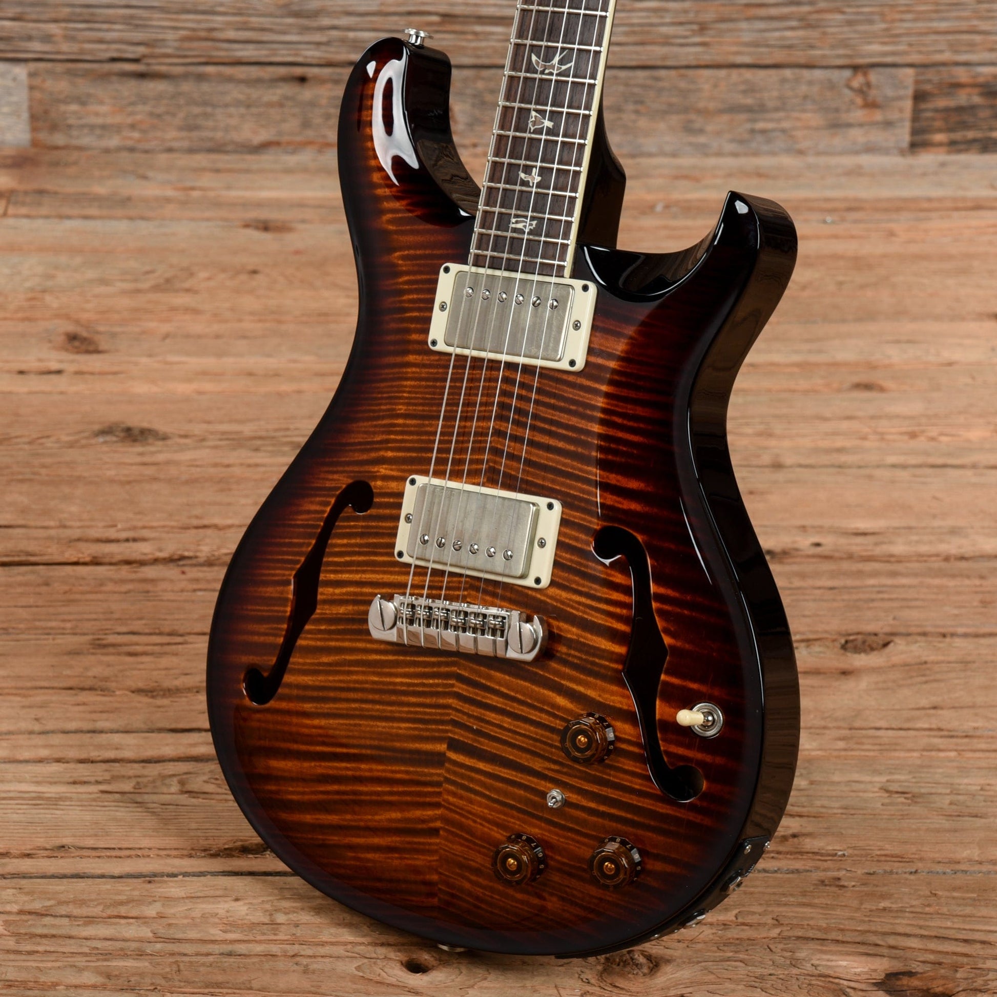 PRS Hollowbody II Piezo 10-Top Black Gold Burst 2012 Electric Guitars / Hollow Body