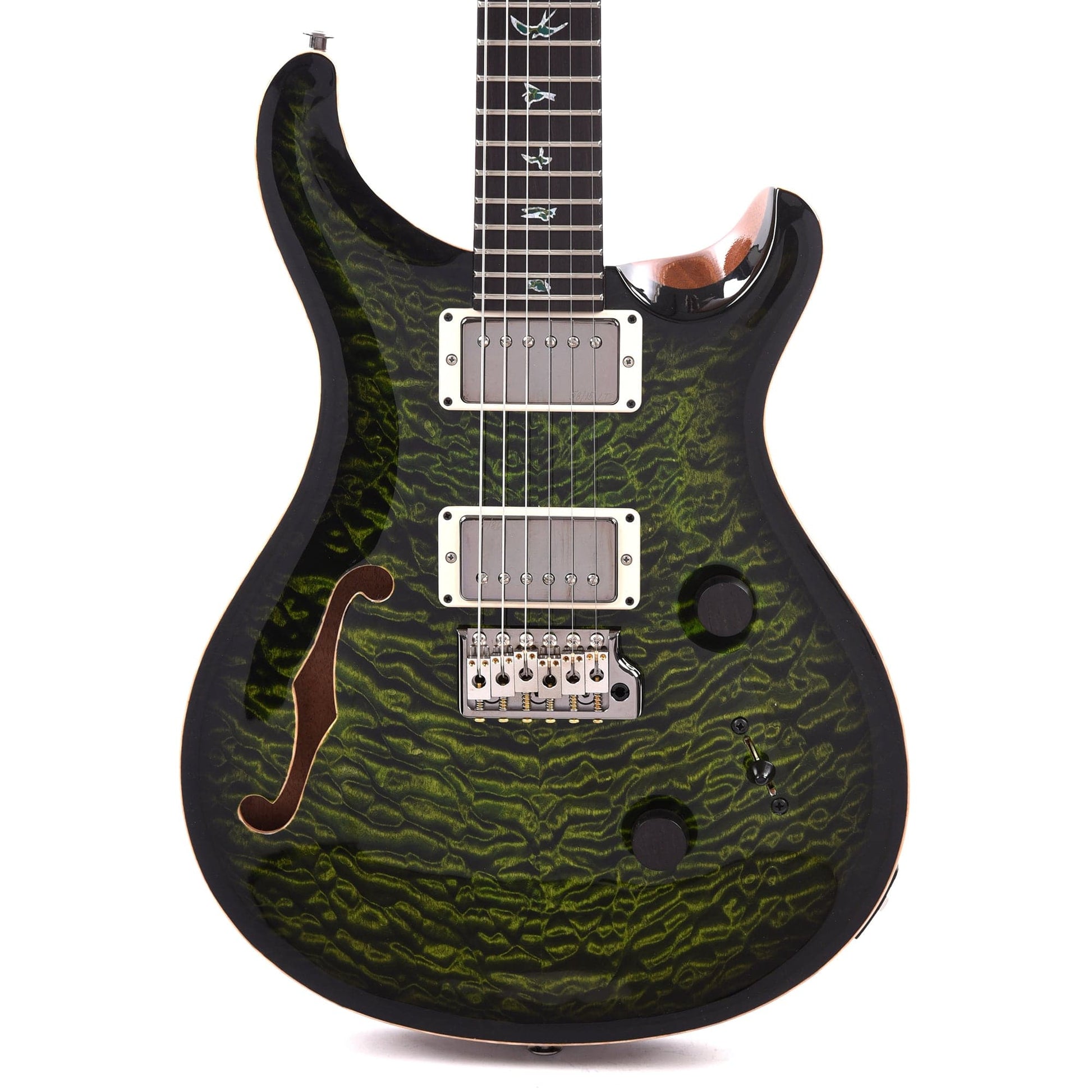 PRS Private Stock #10445 Custom 24 Semi-Hollow Jade Smoked Burst Quilt Maple w/Figured Mahogany Neck & African Blackwood Fingerboard Electric Guitars / Semi-Hollow