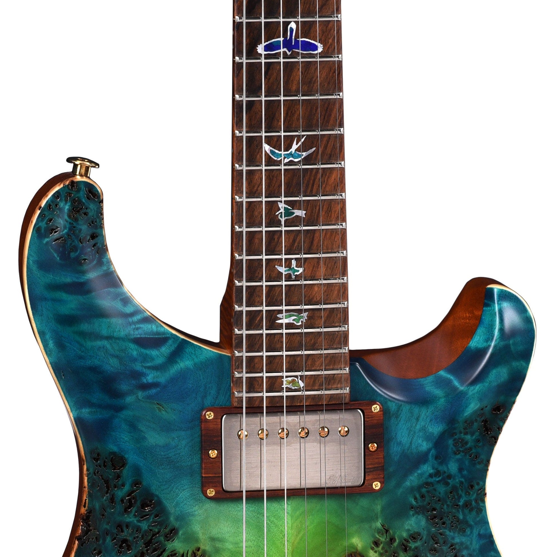 PRS Private Stock #10443 Custom 24 Laguna Glow Poplar Burl w/Cocobolo Fingerboard & Stained Gradated Curly Maple Birds Electric Guitars / Solid Body