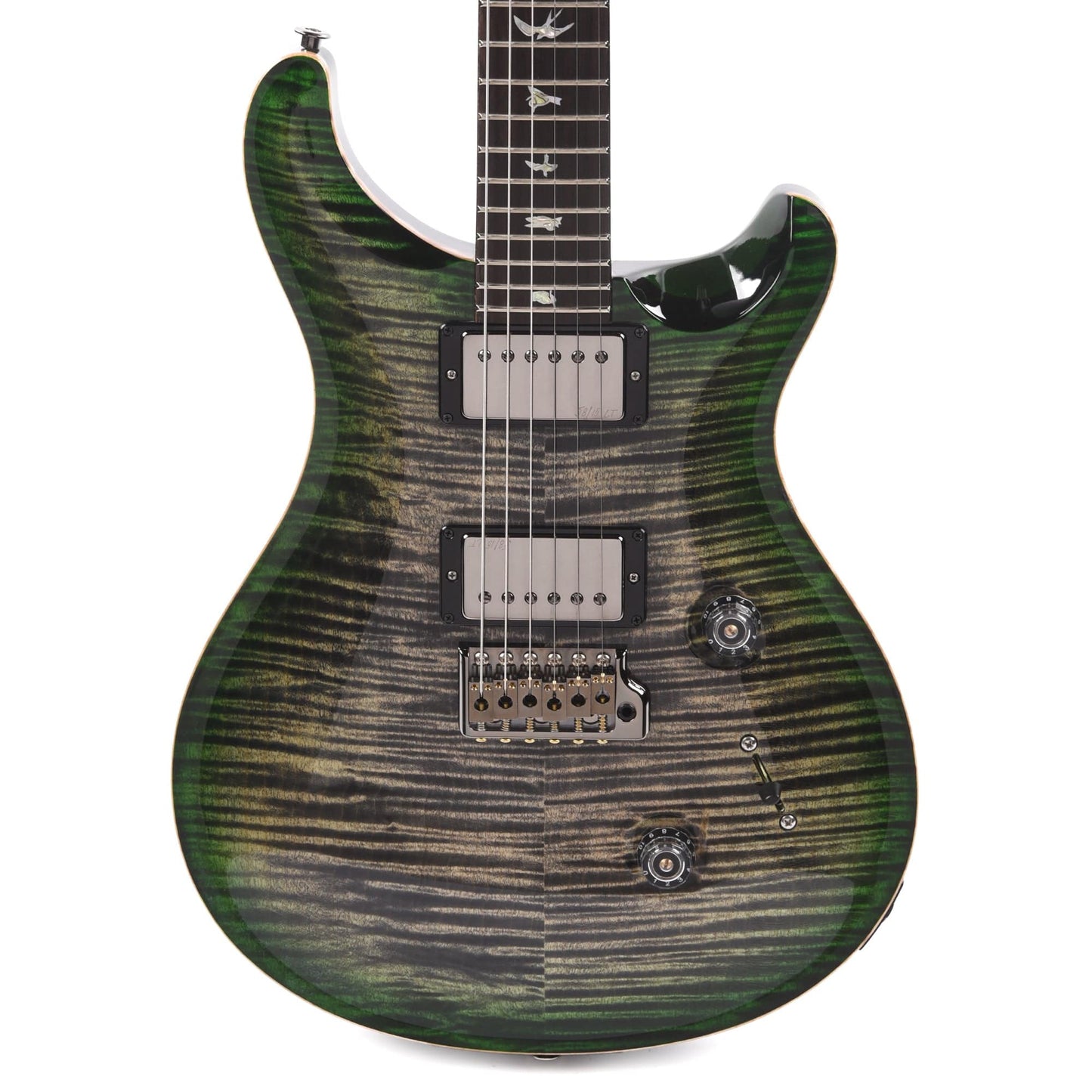 PRS Wood Library Custom 24 10-Top Flame Charcoal Jade Burst w/Ziricote Fingerboard & Smoked Black Hardware Electric Guitars / Solid Body