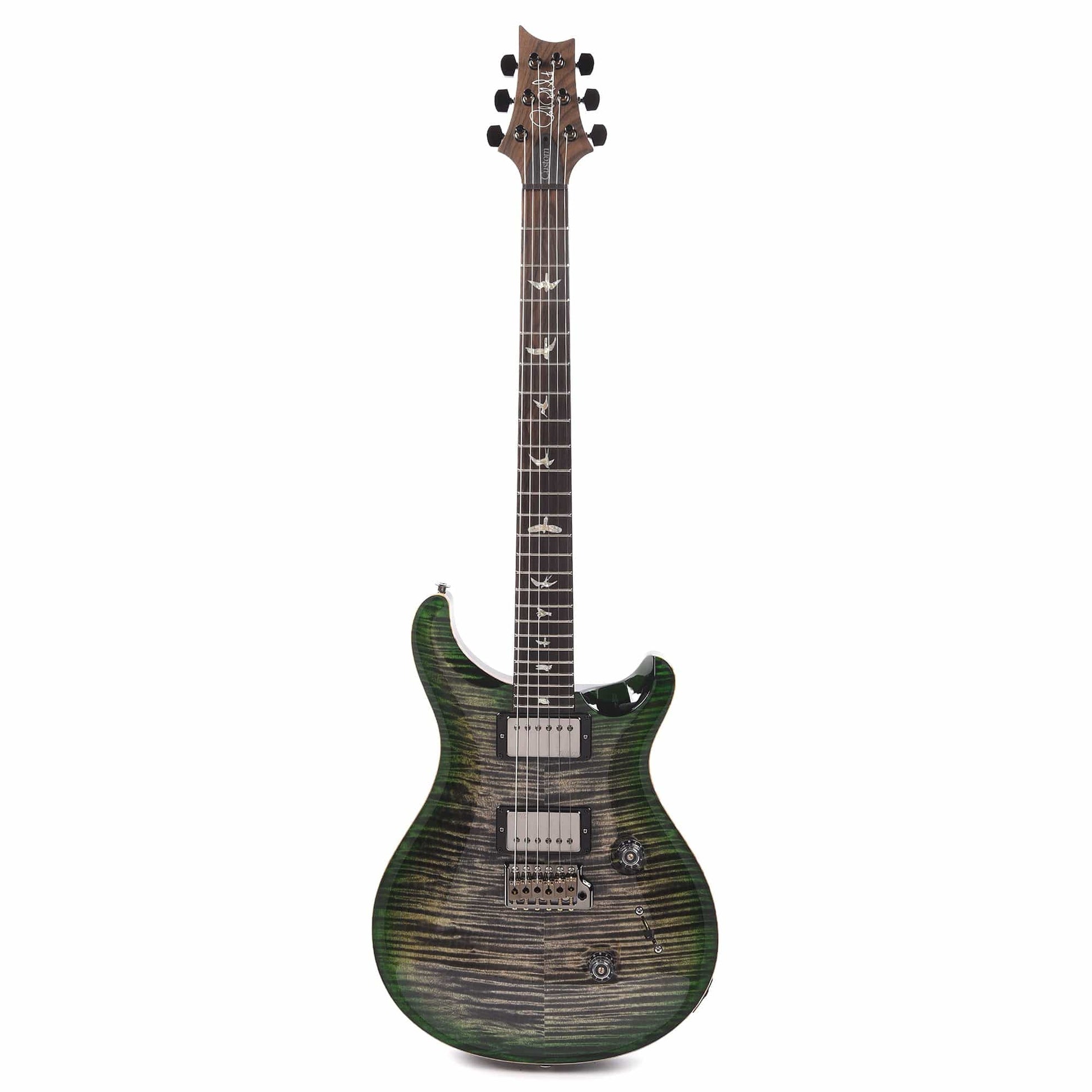 PRS Wood Library Custom 24 10-Top Flame Charcoal Jade Burst w/Ziricote Fingerboard & Smoked Black Hardware Electric Guitars / Solid Body