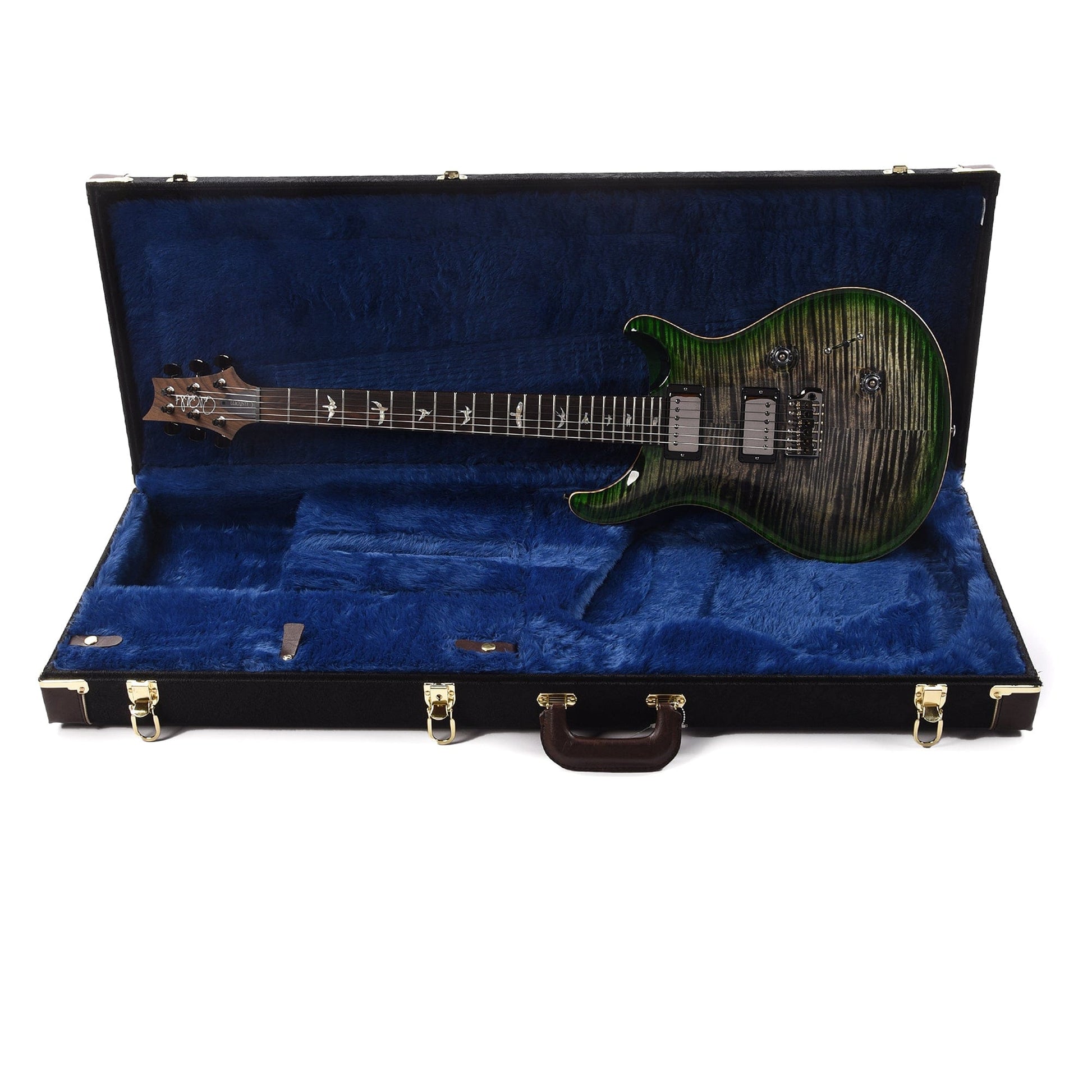 PRS Wood Library Custom 24 10-Top Flame Charcoal Jade Burst w/Ziricote Fingerboard & Smoked Black Hardware Electric Guitars / Solid Body