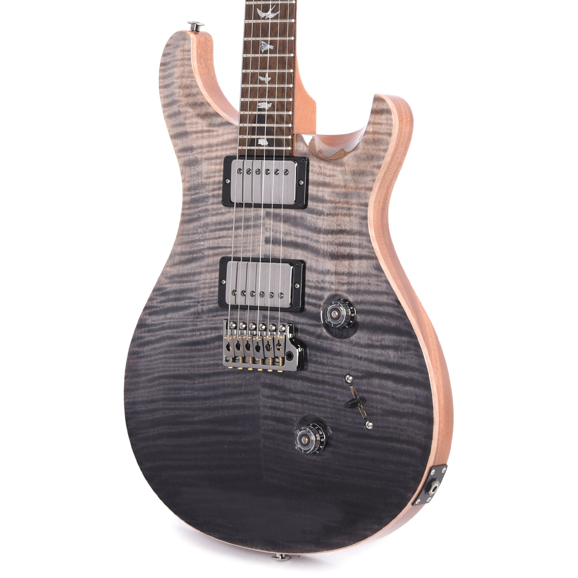 PRS Wood Library Custom 24 10-Top Flame Gray Black Fade w/Ziricote Fingerboard & Smoked Black Hardware Electric Guitars / Solid Body